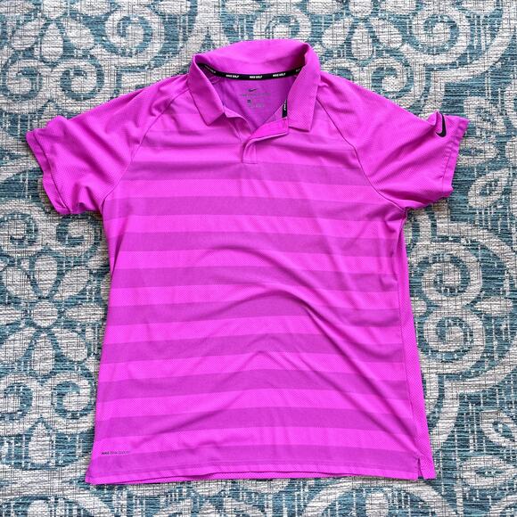 Nike Golf Zonal Cooling Dri-FIT Striped Men's Polo Shirt‎ Pink - Size L - Picture 3 of 8